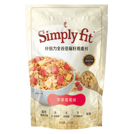 纤倍力全谷亚麻籽燕麦片-苹果莓莓味